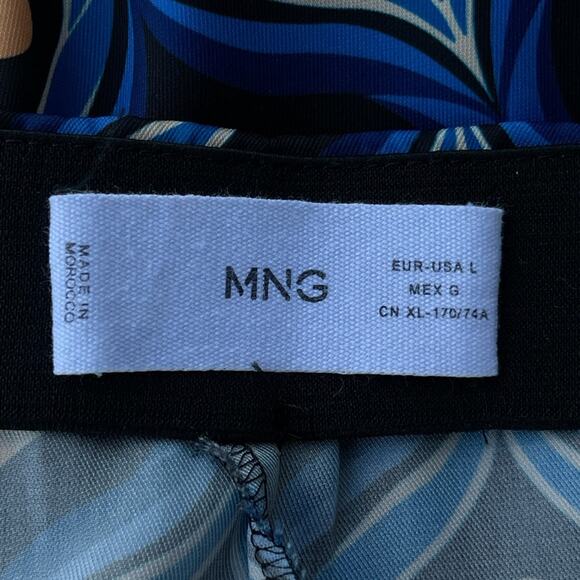Mango 70's Printed Slightly  Flared Pants in Blue, US L - Picture 14 of 14